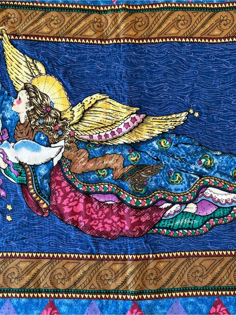 Vintage Y2K Daisy Kingdom Gilded Angel Completed Quilt 1996 Angel Wall Hanging
